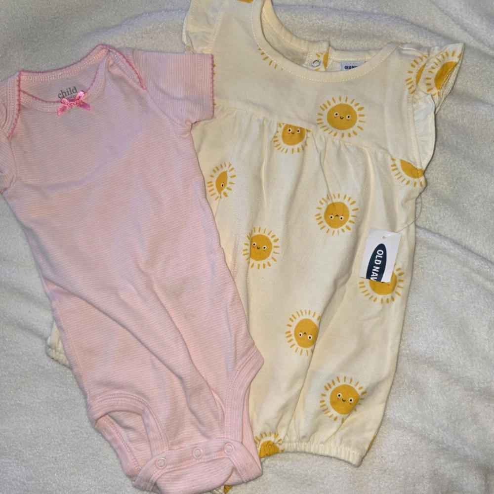 Romper (NWT) and Onsie (EUC), Old Navy & Child Of Mine by Carter's